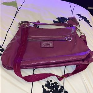 Purple Coach Leather Handbag